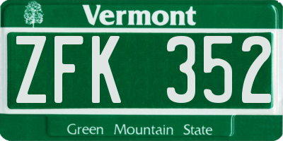 VT license plate ZFK352