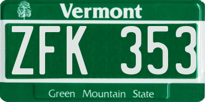VT license plate ZFK353