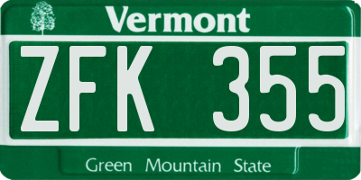 VT license plate ZFK355