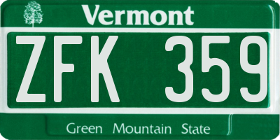 VT license plate ZFK359