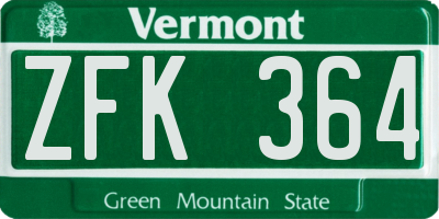 VT license plate ZFK364