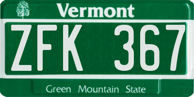 VT license plate ZFK367
