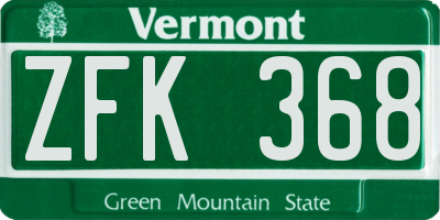 VT license plate ZFK368