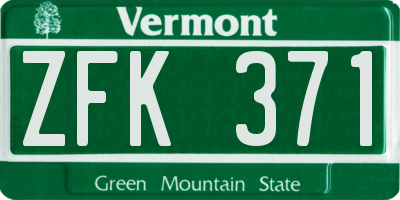VT license plate ZFK371