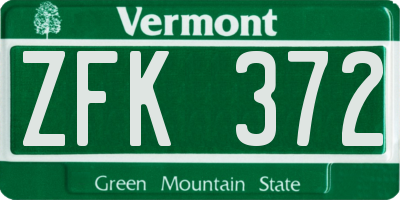 VT license plate ZFK372