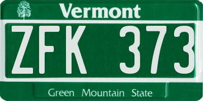 VT license plate ZFK373