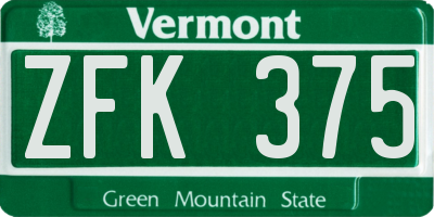 VT license plate ZFK375