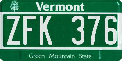 VT license plate ZFK376