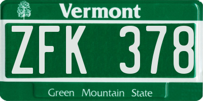 VT license plate ZFK378