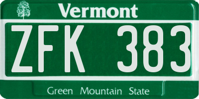 VT license plate ZFK383