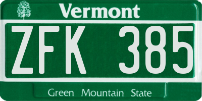 VT license plate ZFK385