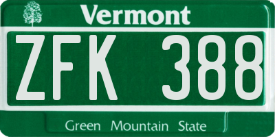 VT license plate ZFK388