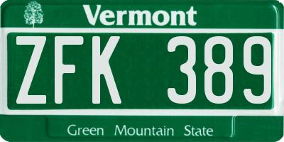 VT license plate ZFK389