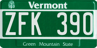 VT license plate ZFK390