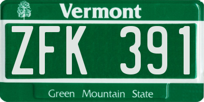 VT license plate ZFK391