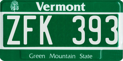 VT license plate ZFK393