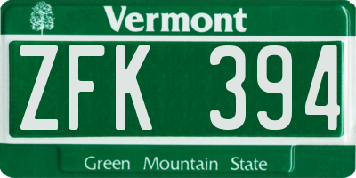 VT license plate ZFK394