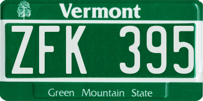 VT license plate ZFK395