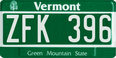 VT license plate ZFK396