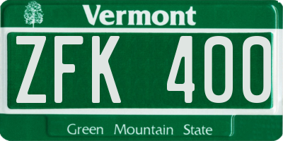 VT license plate ZFK400