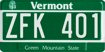VT license plate ZFK401