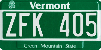 VT license plate ZFK405