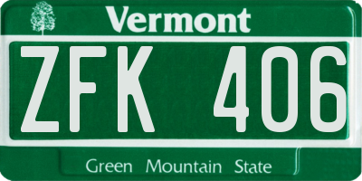 VT license plate ZFK406