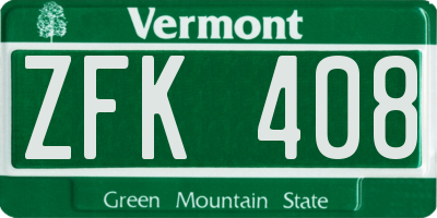 VT license plate ZFK408