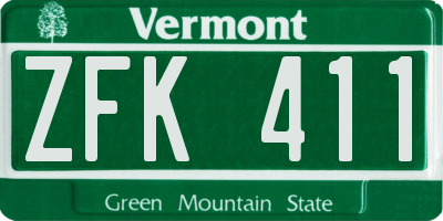 VT license plate ZFK411