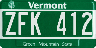 VT license plate ZFK412