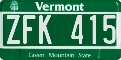 VT license plate ZFK415