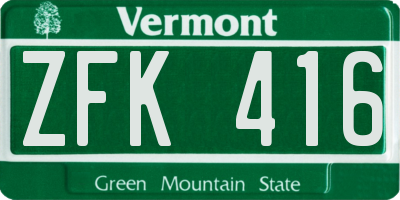 VT license plate ZFK416