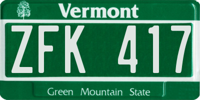 VT license plate ZFK417