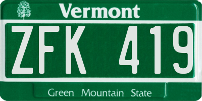 VT license plate ZFK419