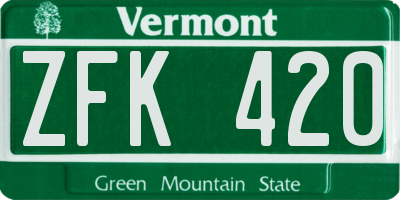 VT license plate ZFK420