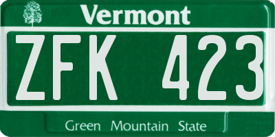 VT license plate ZFK423