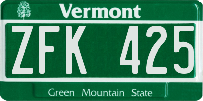 VT license plate ZFK425