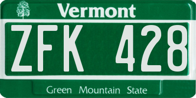 VT license plate ZFK428