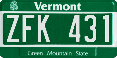 VT license plate ZFK431
