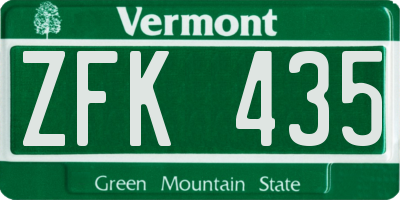 VT license plate ZFK435