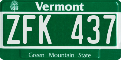 VT license plate ZFK437