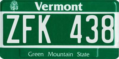 VT license plate ZFK438