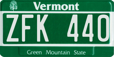 VT license plate ZFK440