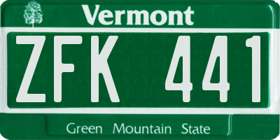 VT license plate ZFK441