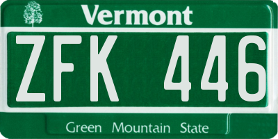VT license plate ZFK446