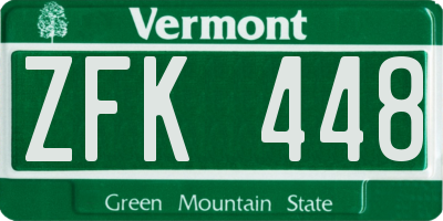VT license plate ZFK448