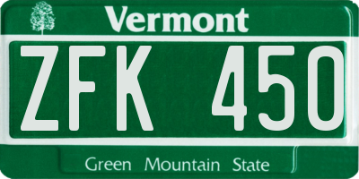 VT license plate ZFK450