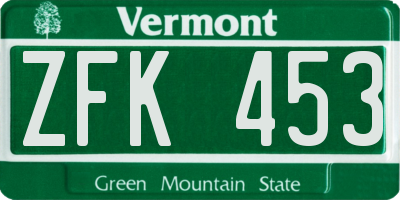 VT license plate ZFK453