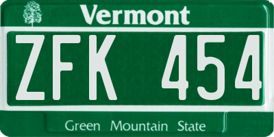 VT license plate ZFK454