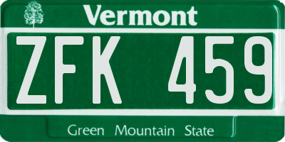 VT license plate ZFK459